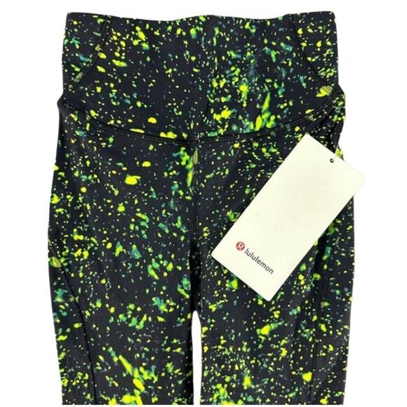Lululemon Base Pace High Rise Tight 25" | Sparks Fly (Black/Green) Size 2 - Picture 5 of 14